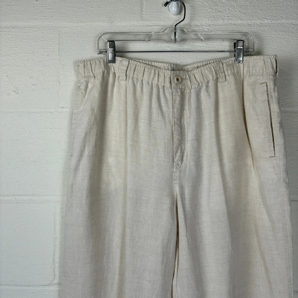 Tommy Bahama Men's Light Beige Linen-Look Chinos